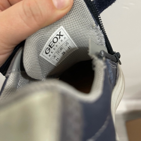 Geox Kids Lace-Up Side Zip Perforated Sneaker Blue - Picture 8 of 9